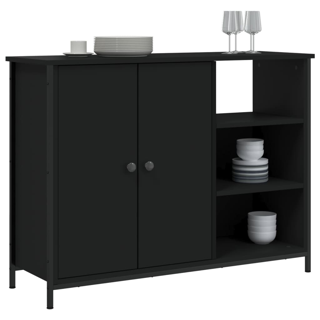 Buffet noir 100x33x75 cm bois d'ingénierie