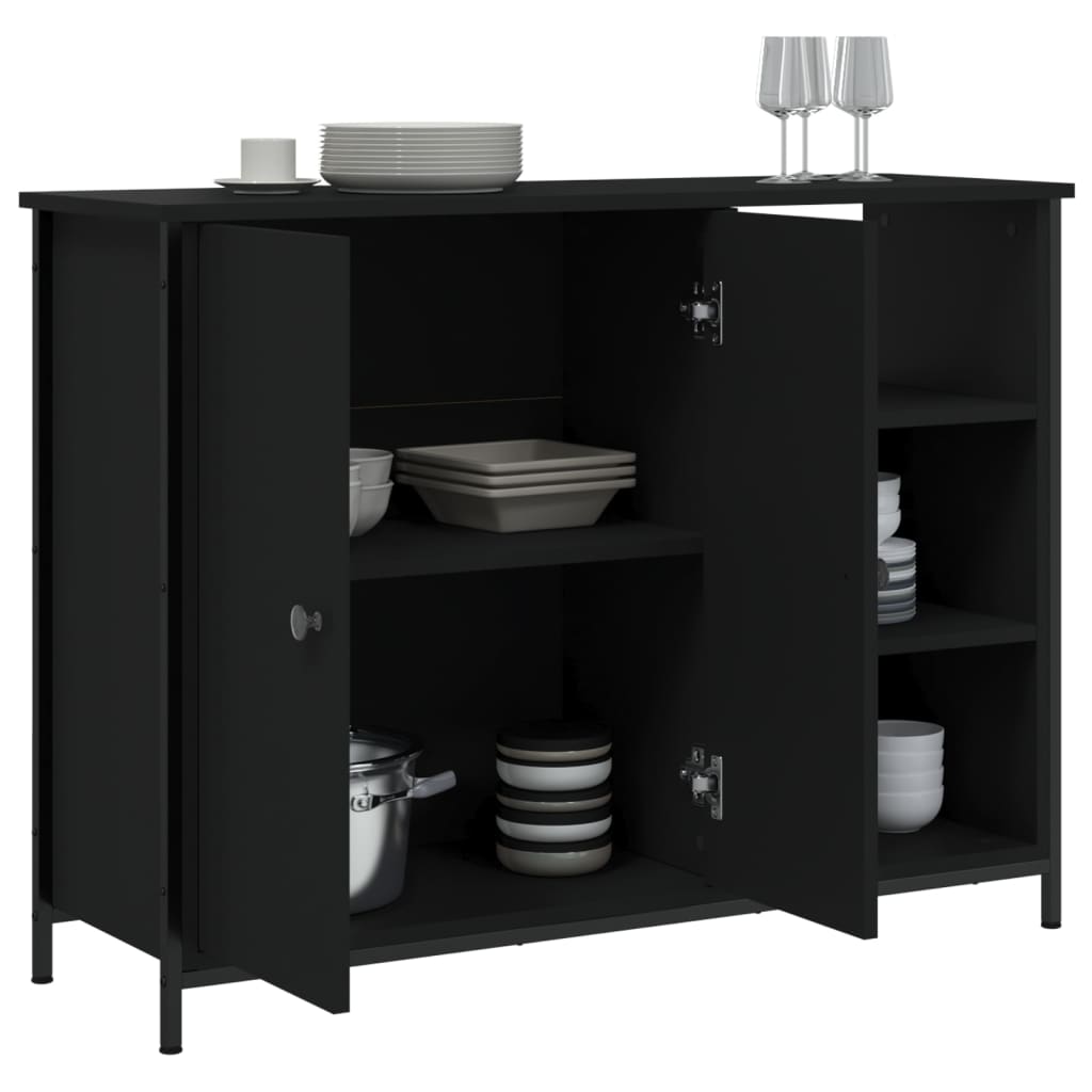 Buffet noir 100x33x75 cm bois d'ingénierie