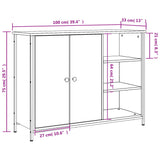 Buffet sonoma gris 100x33x75 cm bois d'ingénierie