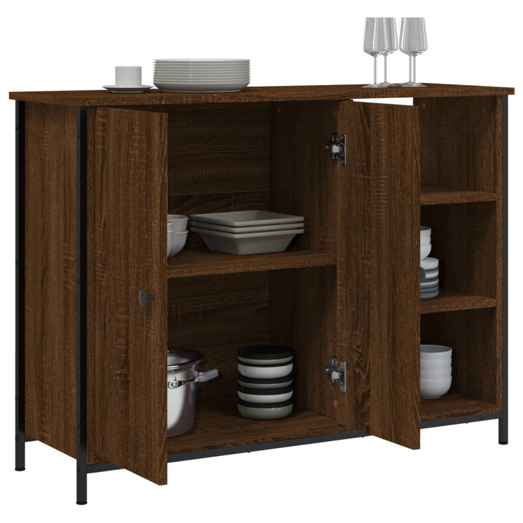 Brown oak sideboard 100x33x75 cm engineered wood