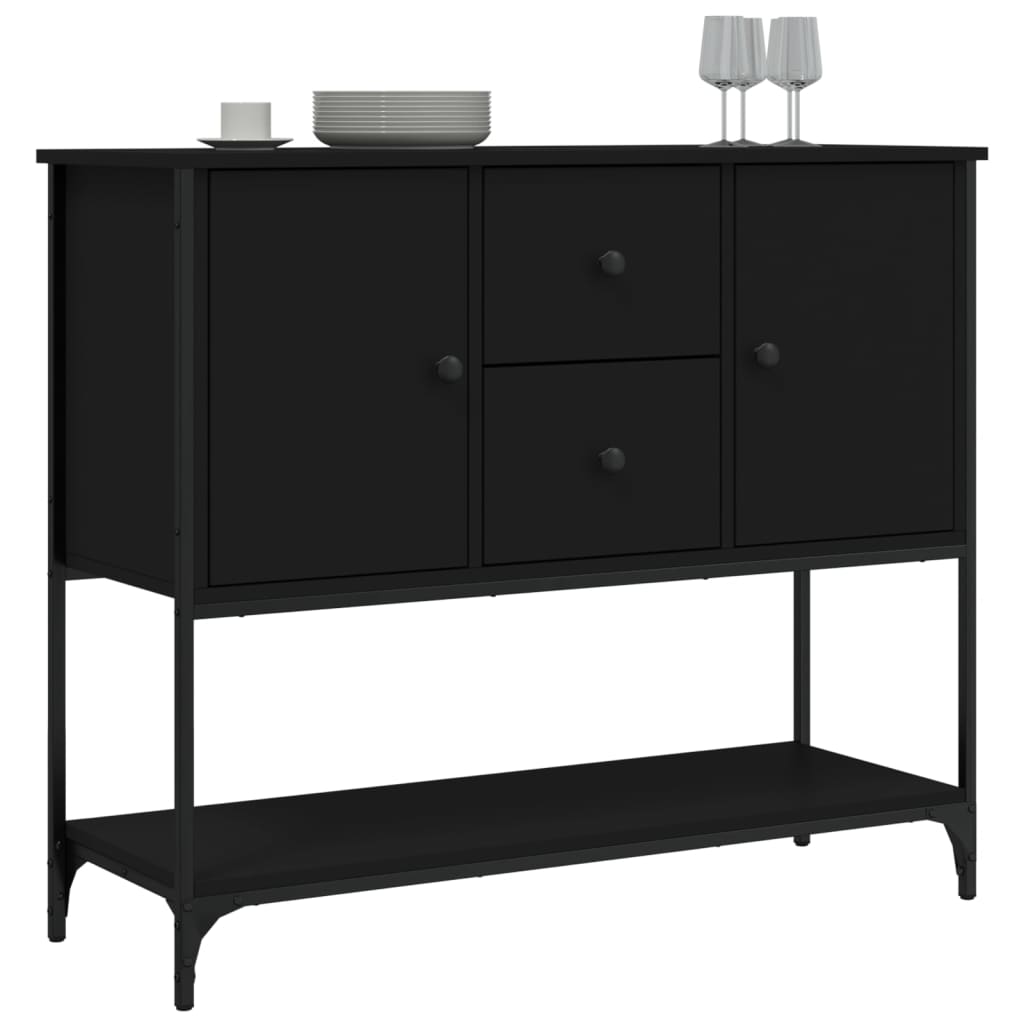 Buffet noir 100x36x85 cm bois d'ingénierie