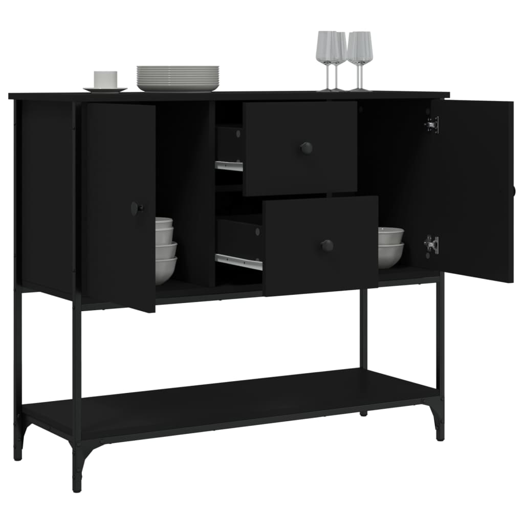 Buffet noir 100x36x85 cm bois d'ingénierie