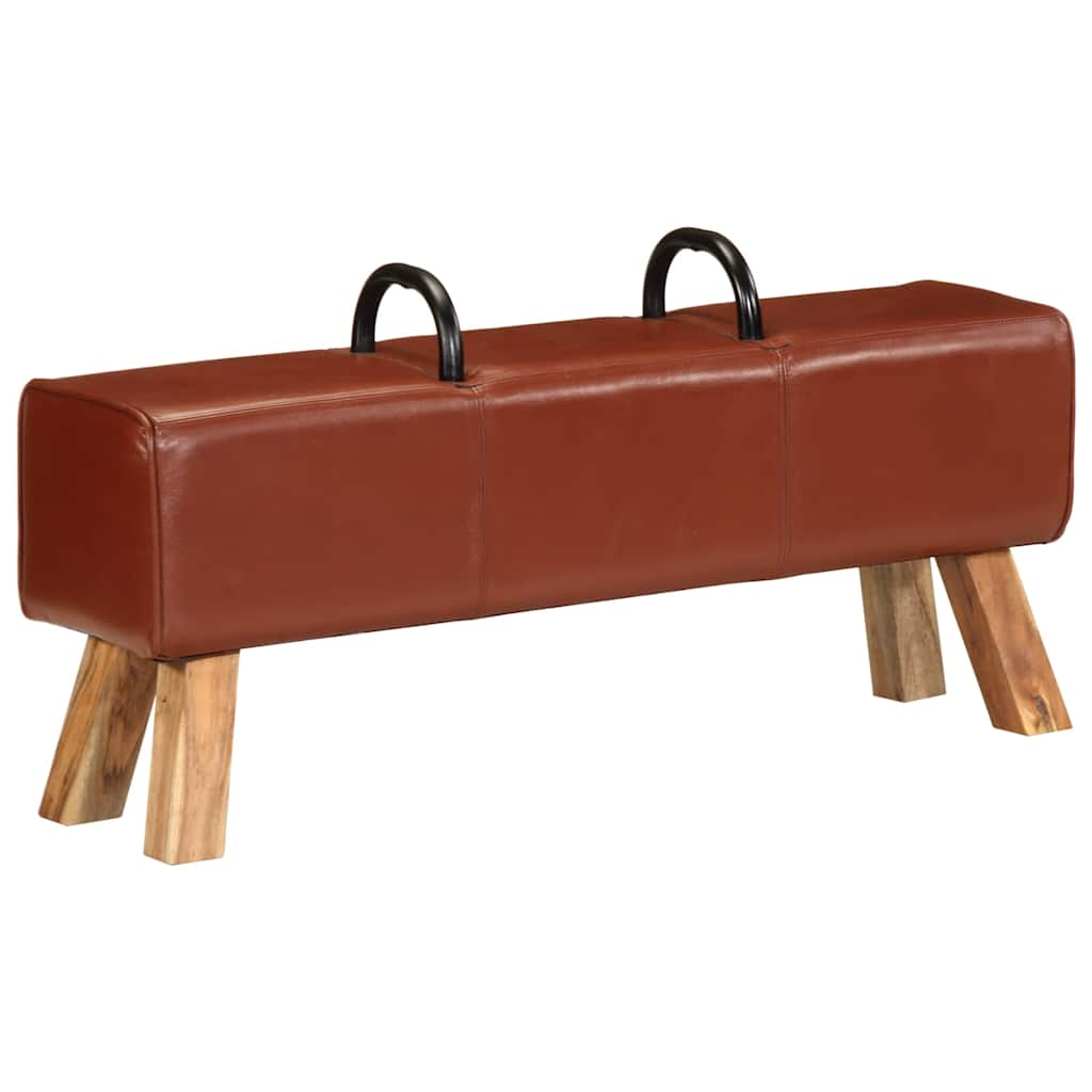 Banc de gymnastique marron 110 cm cuir véritable