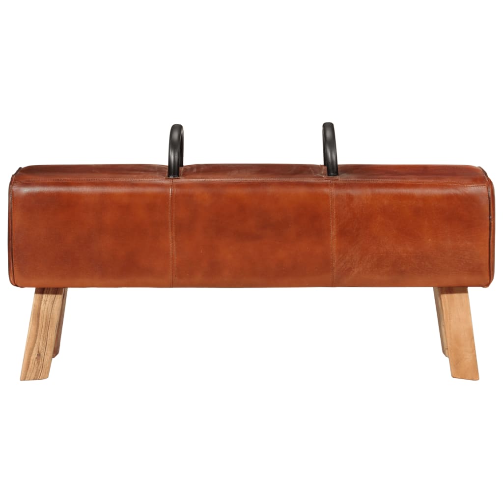 Banc de gymnastique marron 110 cm cuir véritable