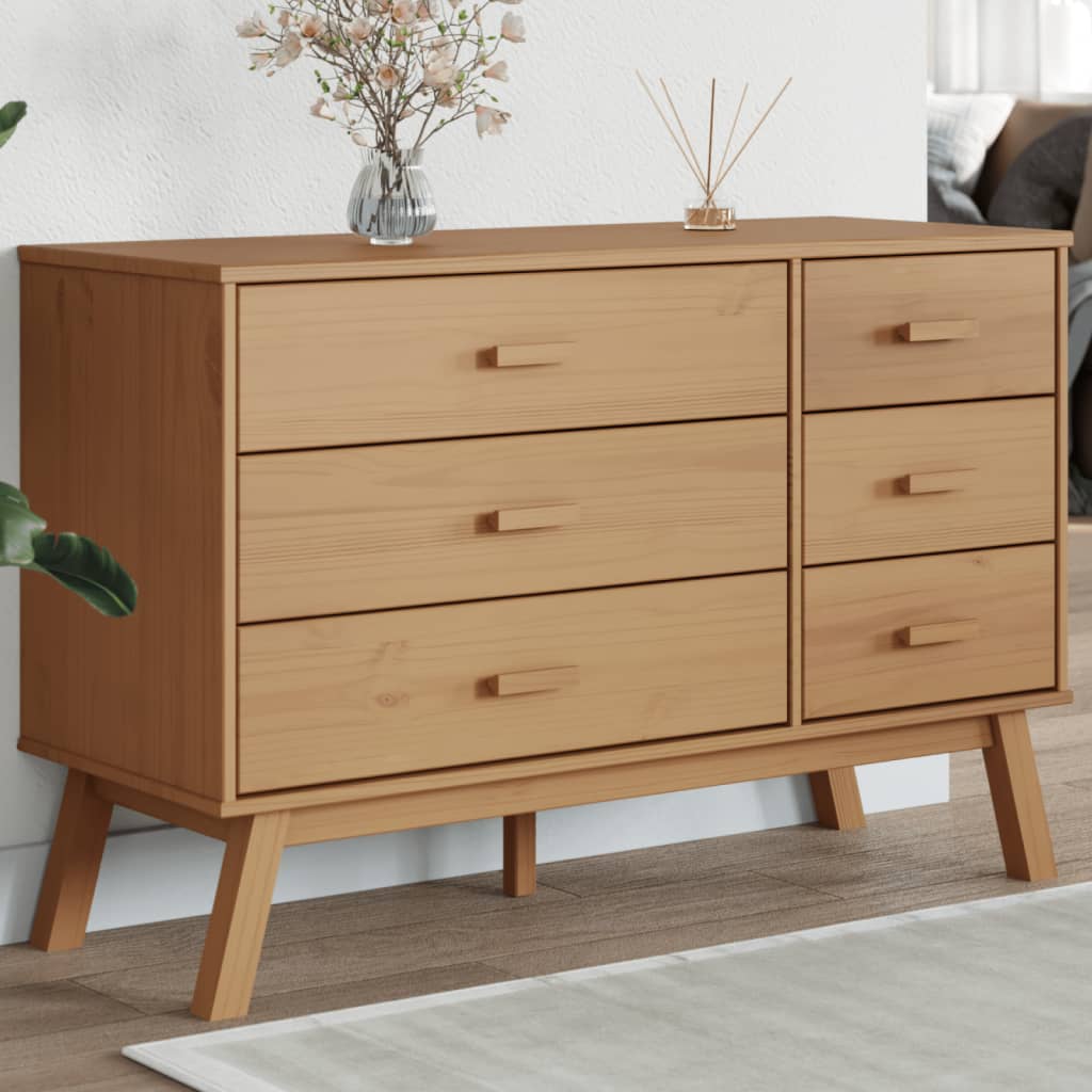 OLDEN brown drawer cabinet solid pine wood