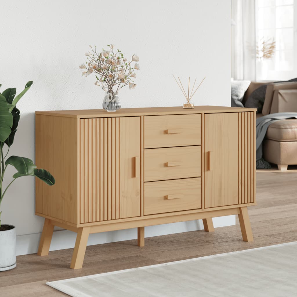 OLDEN braunes Sideboard 114x43x73,5 cm aus massivem Kiefernholz