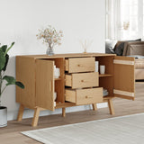 OLDEN braunes Sideboard 114x43x73,5 cm aus massivem Kiefernholz