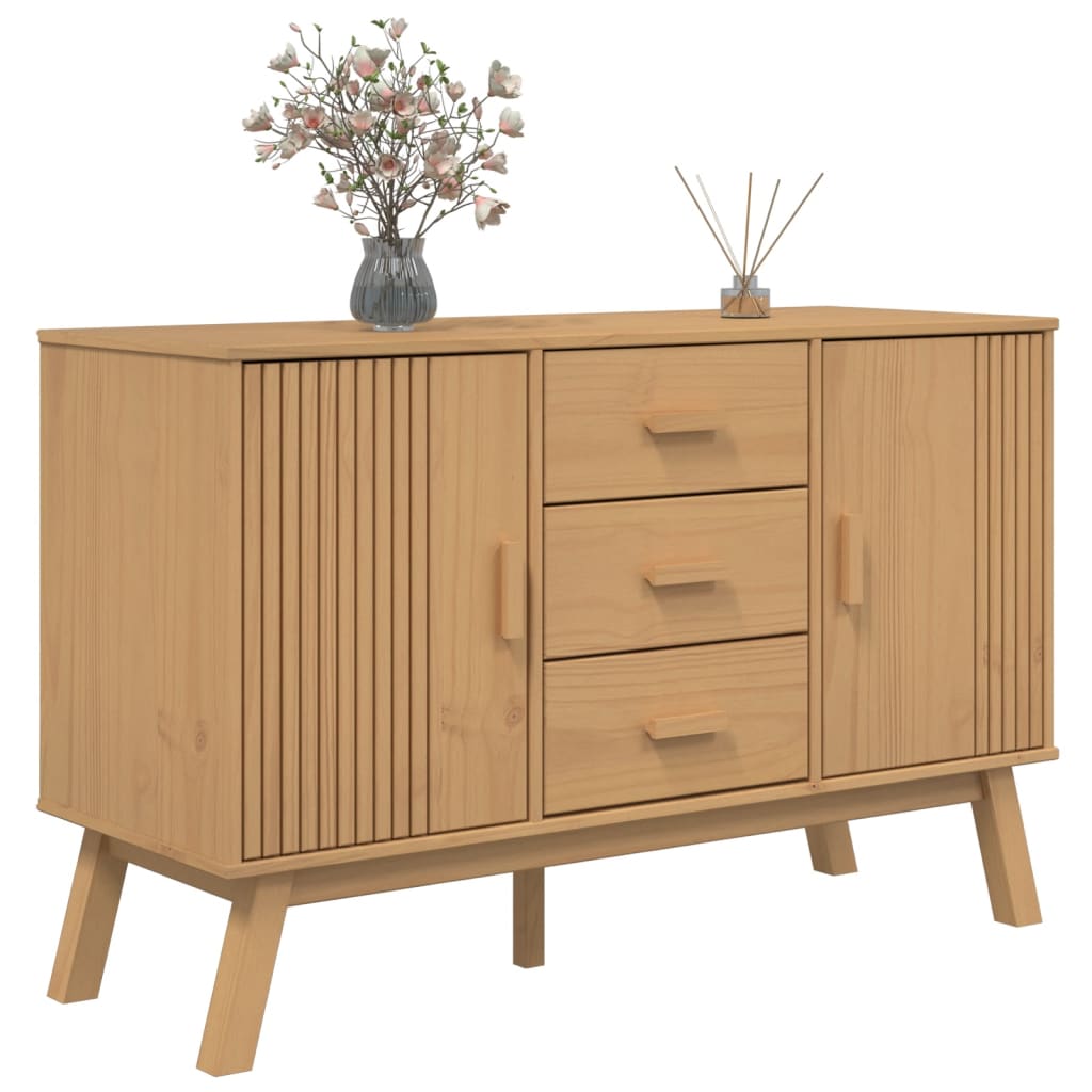 OLDEN braunes Sideboard 114x43x73,5 cm aus massivem Kiefernholz