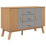 Buffet OLDEN gris et marron 114x43x73,5 cm bois massif de pin