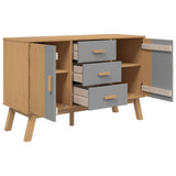 Buffet OLDEN gris et marron 114x43x73,5 cm bois massif de pin