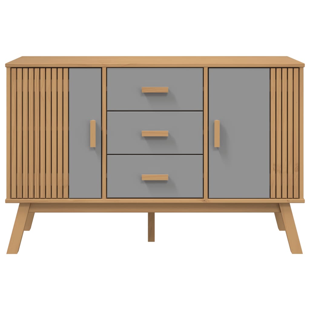 Buffet OLDEN gris et marron 114x43x73,5 cm bois massif de pin