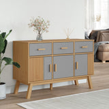 Graues und braunes Sideboard OLDEN 114x43x73,5 cm aus massivem Kiefernholz