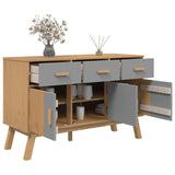 Graues und braunes Sideboard OLDEN 114x43x73,5 cm aus massivem Kiefernholz