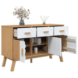 Buffet OLDEN blanc et marron 114x43x73,5 cm bois massif de pin