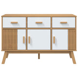 Buffet OLDEN blanc et marron 114x43x73,5 cm bois massif de pin