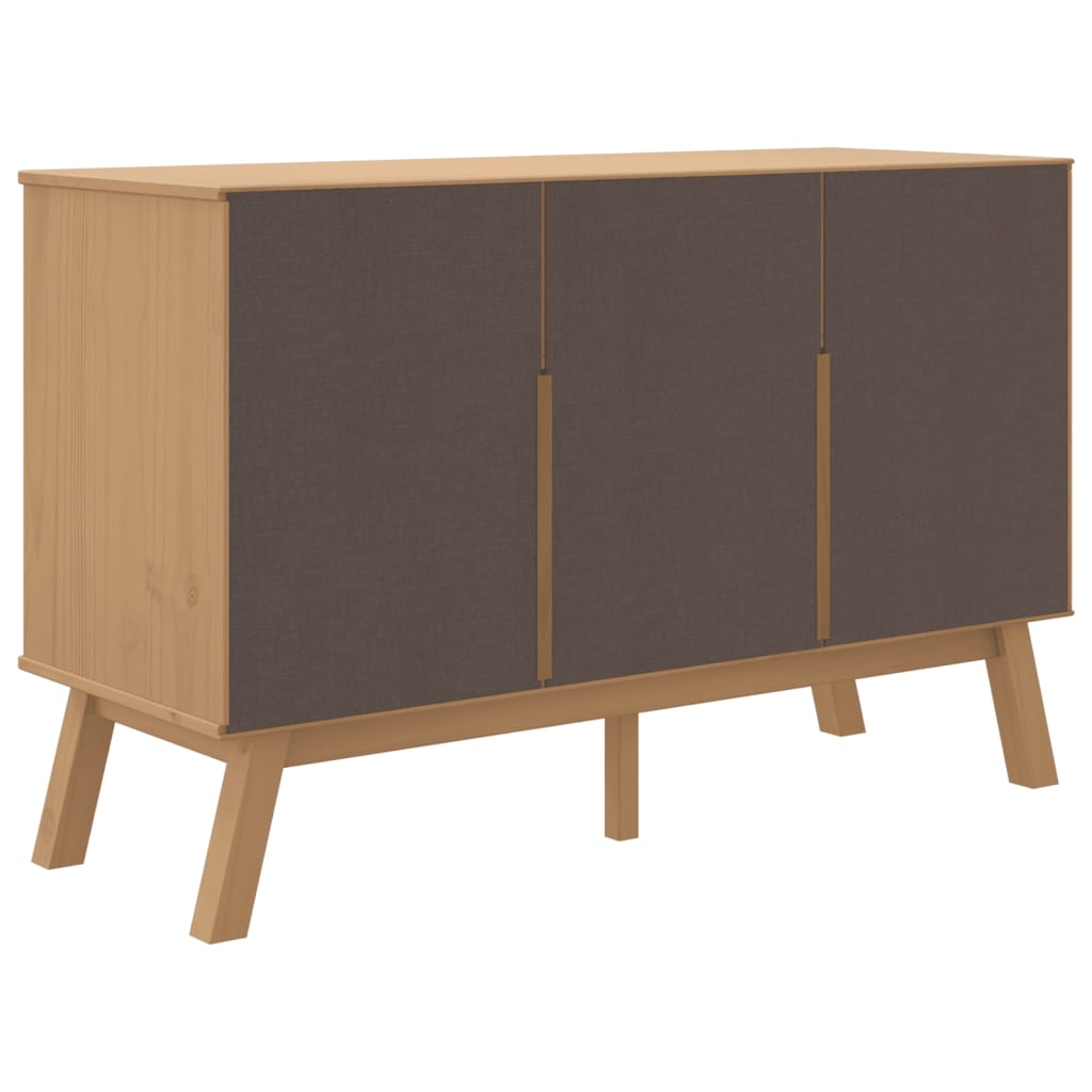 Buffet OLDEN blanc et marron 114x43x73,5 cm bois massif de pin