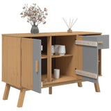 Buffet OLDEN gris et marron 114x43x73,5 cm bois massif de pin