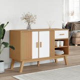 Buffet OLDEN blanc et marron 114x43x73,5 cm bois massif de pin