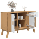 Buffet OLDEN blanc et marron 114x43x73,5 cm bois massif de pin