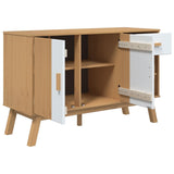 Buffet OLDEN blanc et marron 114x43x73,5 cm bois massif de pin