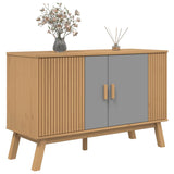 Graues und braunes Sideboard OLDEN 114x43x73,5 cm aus massivem Kiefernholz