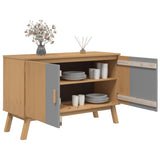 Graues und braunes Sideboard OLDEN 114x43x73,5 cm aus massivem Kiefernholz