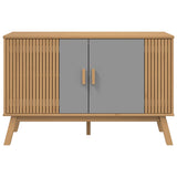 Graues und braunes Sideboard OLDEN 114x43x73,5 cm aus massivem Kiefernholz