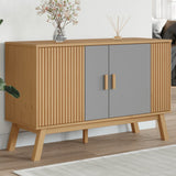 Graues und braunes Sideboard OLDEN 114x43x73,5 cm aus massivem Kiefernholz