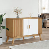 Buffet OLDEN blanc et marron 114x43x73,5 cm bois massif de pin