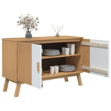 Buffet OLDEN blanc et marron 114x43x73,5 cm bois massif de pin