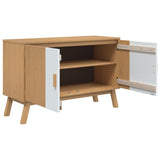 Buffet OLDEN blanc et marron 114x43x73,5 cm bois massif de pin