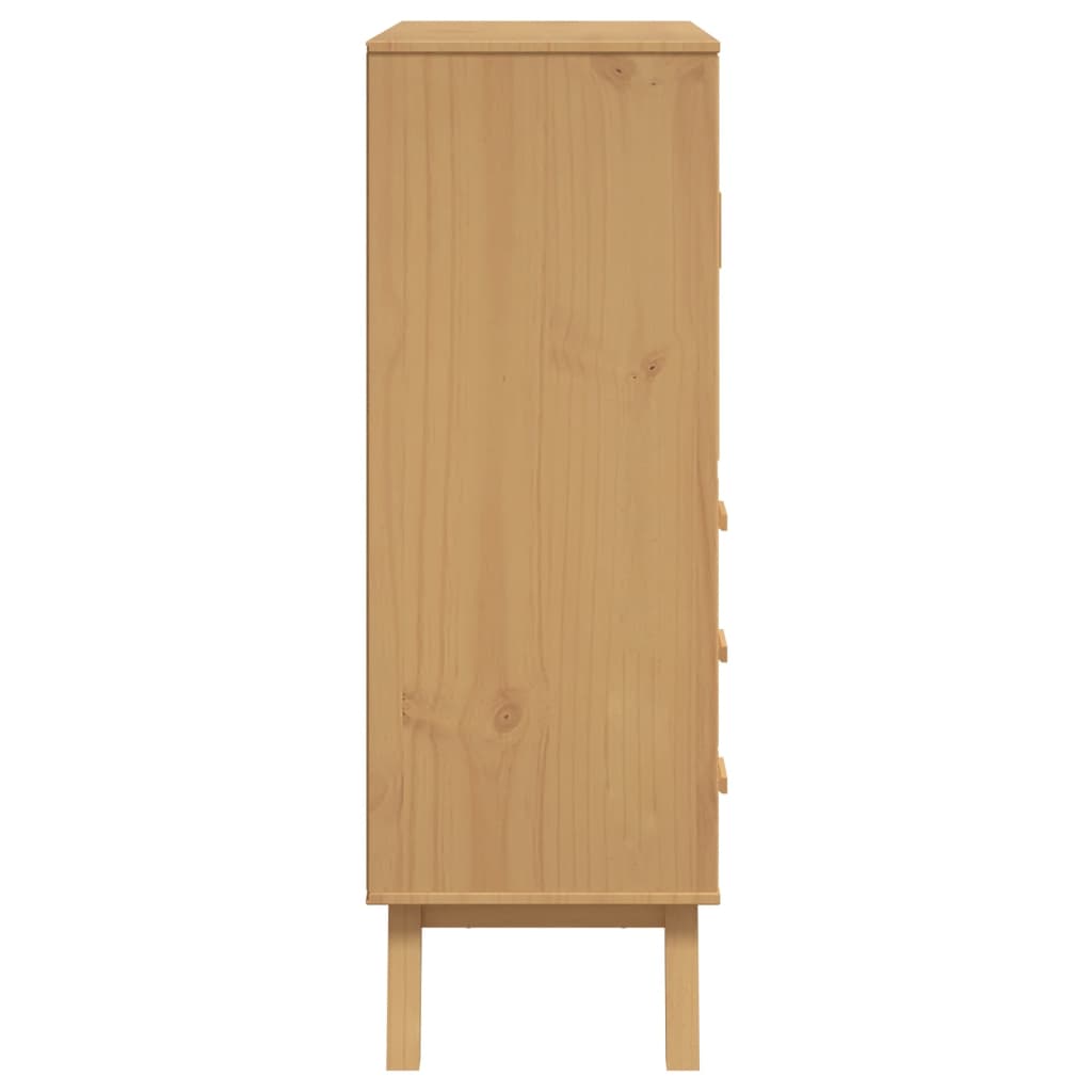 Buffet haut OLDEN blanc marron 85x43x125 cm bois massif de pin