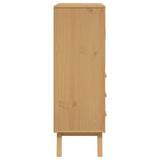 Buffet haut OLDEN blanc marron 85x43x125 cm bois massif de pin