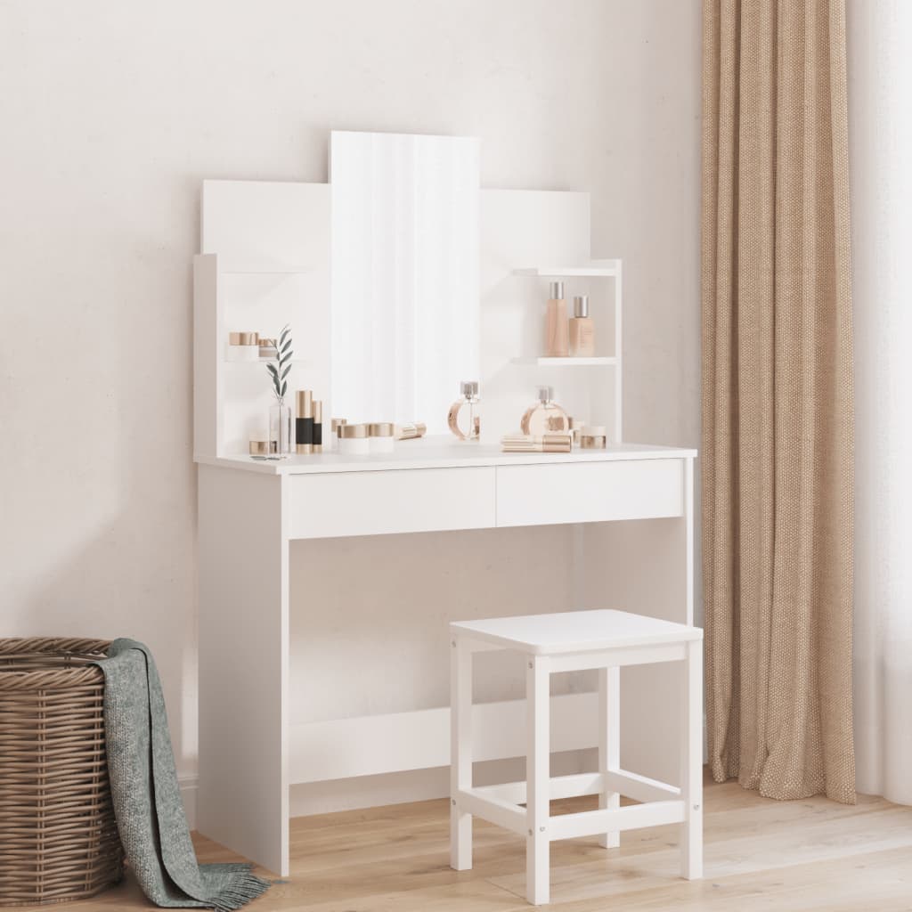 Dressing table with white mirror 96x39x142 cm