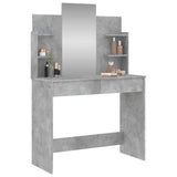 Dressing table with concrete grey mirror 96x39x142 cm