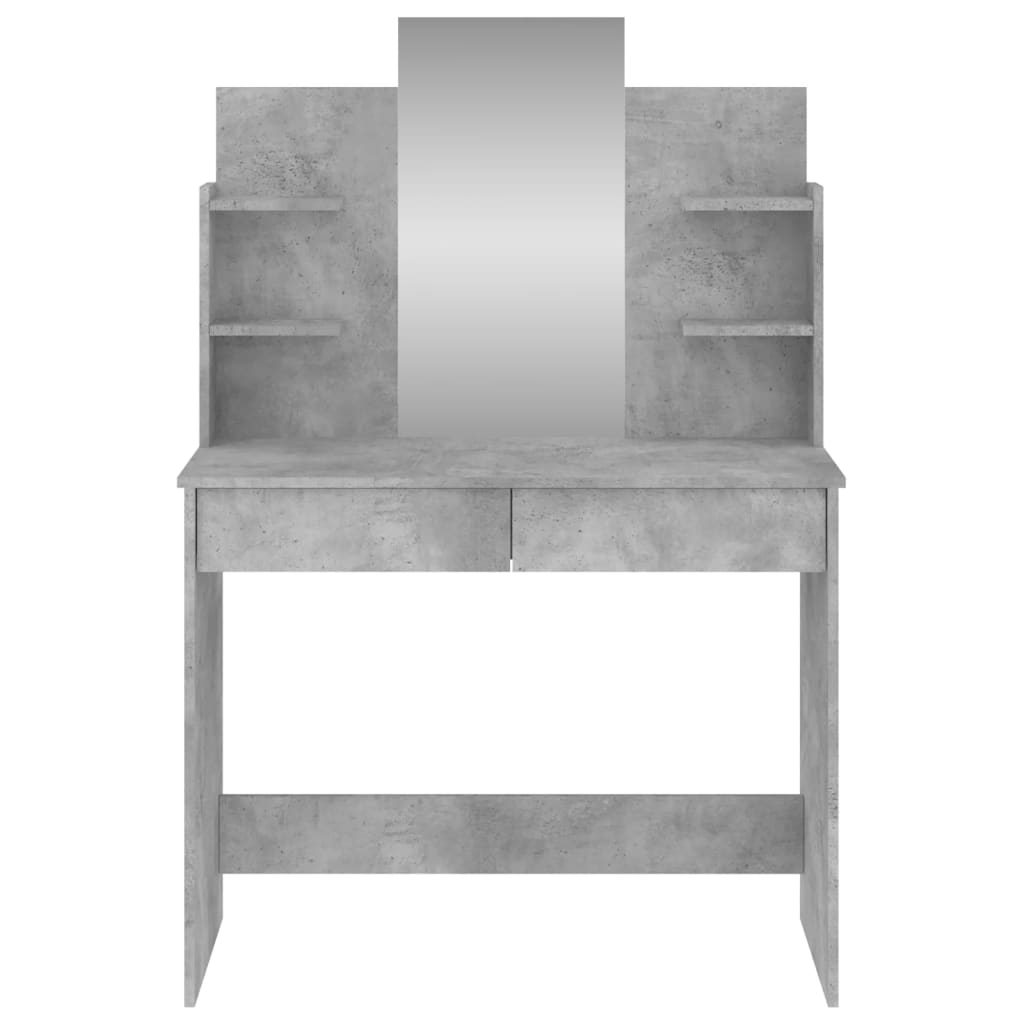 Dressing table with concrete grey mirror 96x39x142 cm