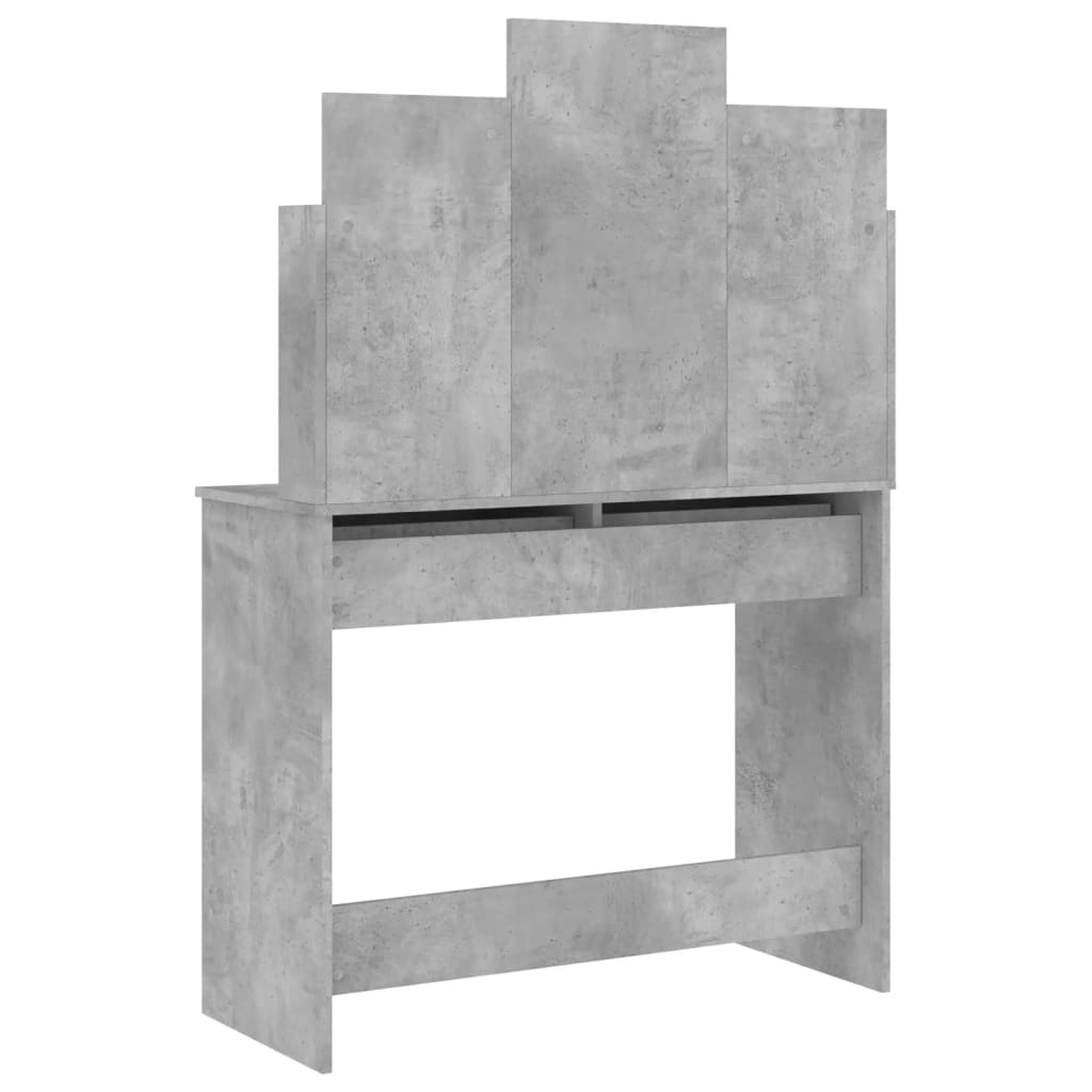 Dressing table with concrete grey mirror 96x39x142 cm