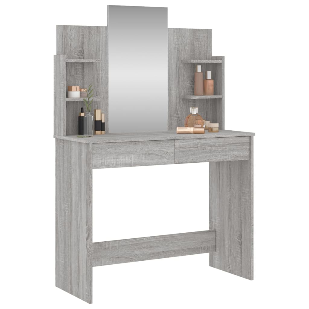 Dressing table with mirror sonoma gray 96x39x142 cm