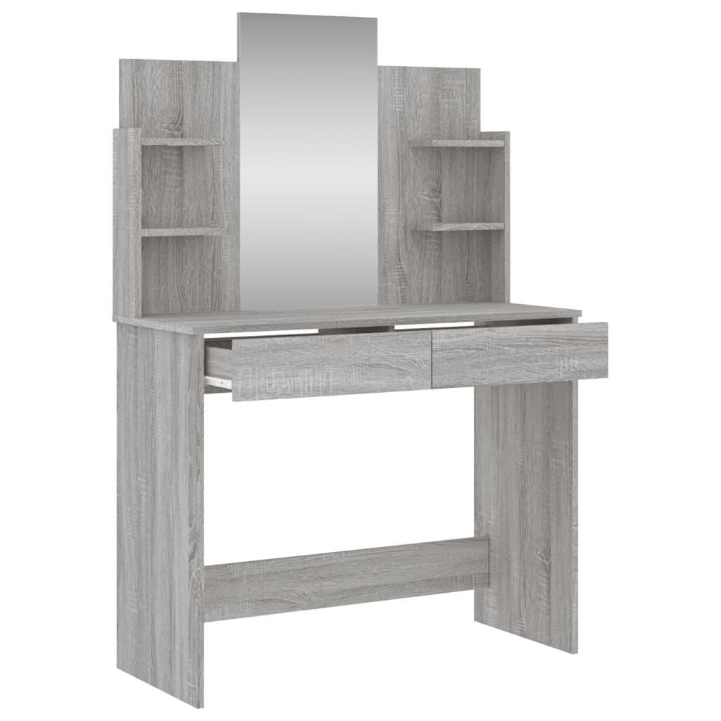 Dressing table with mirror sonoma gray 96x39x142 cm