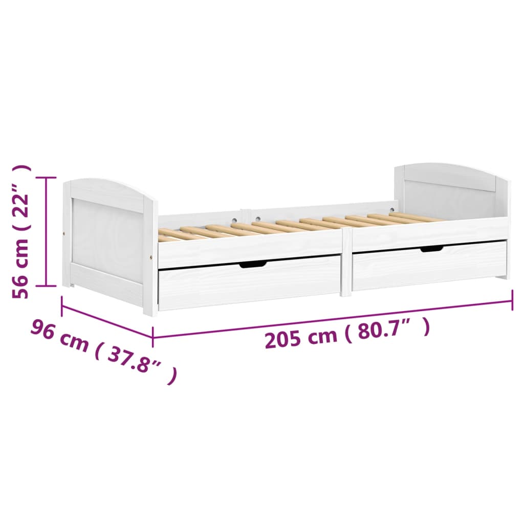 Lit de jour avec 2 tiroirs sans matelas IRUN blanc 90x200 cm