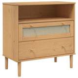 SENJA Sideboard braun Rattanoptik 80x40x80 cm massives Kiefernholz