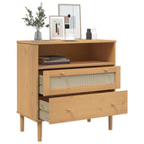 SENJA Sideboard braun Rattanoptik 80x40x80 cm massives Kiefernholz