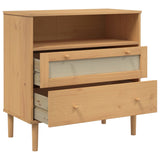 SENJA Sideboard braun Rattanoptik 80x40x80 cm massives Kiefernholz