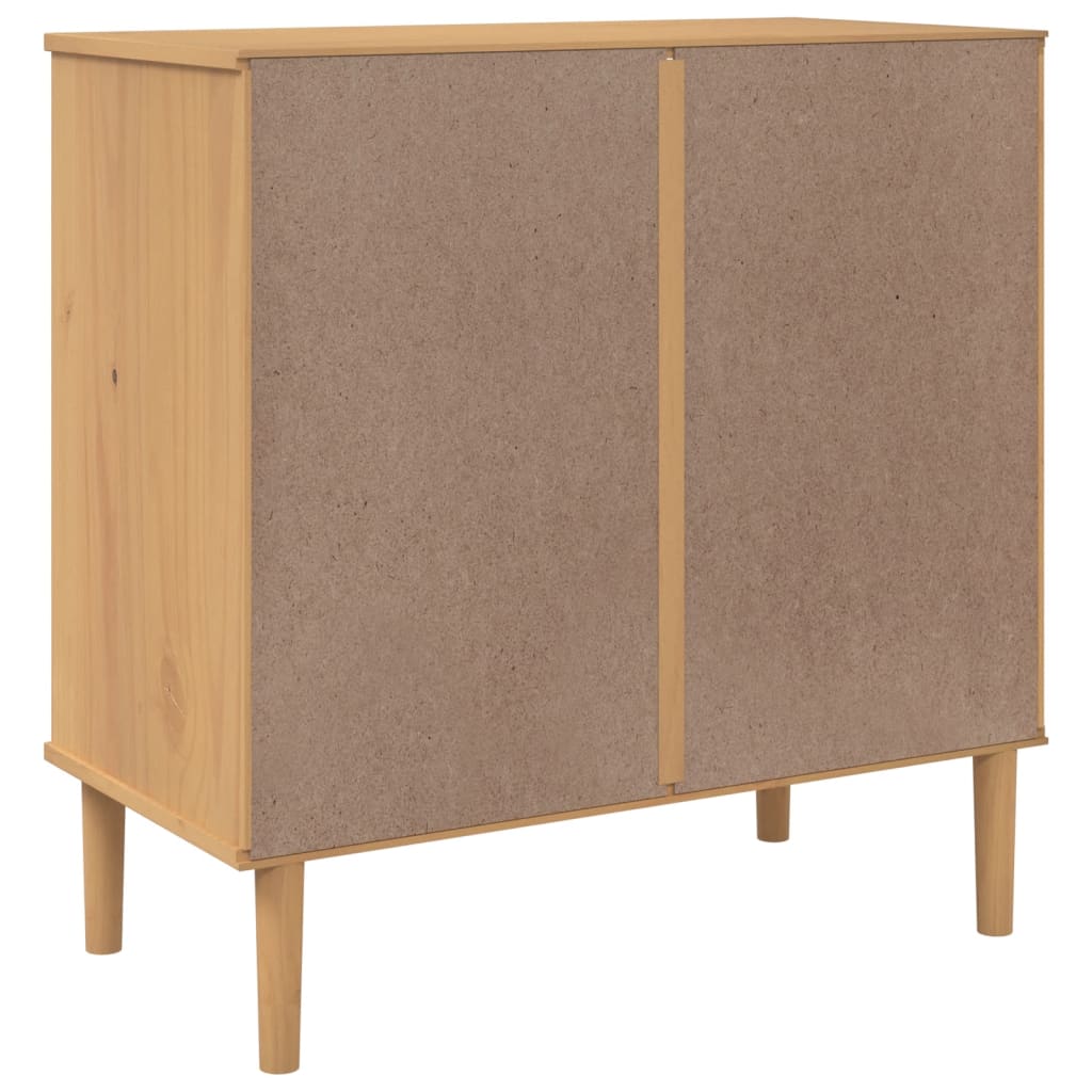 SENJA sideboard in brown rattan look 80x40x80 cm solid pine wood