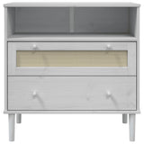 Buffet SENJA aspect rotin blanc 80x40x80 cm bois massif de pin