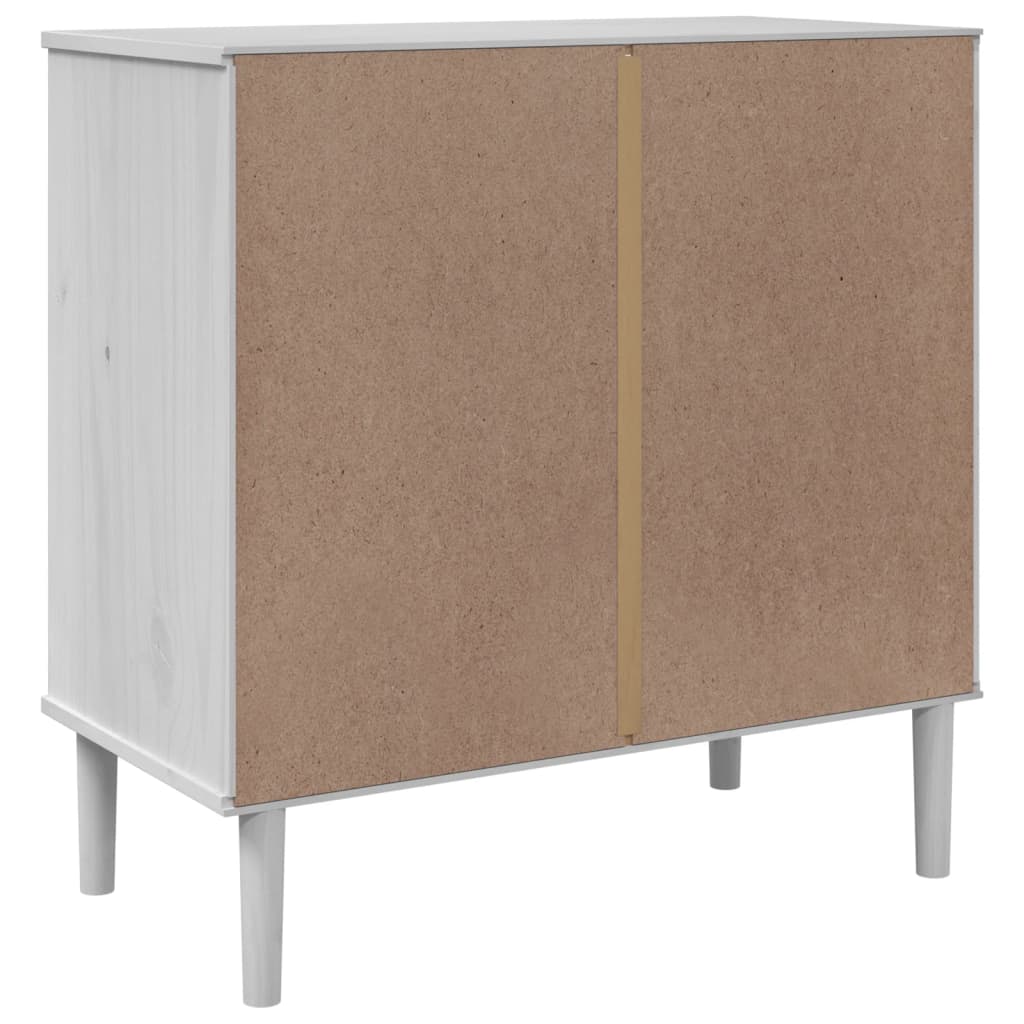 Buffet SENJA aspect rotin blanc 80x40x80 cm bois massif de pin