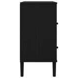 Buffet SENJA aspect rotin noir 80x40x80 cm bois massif de pin