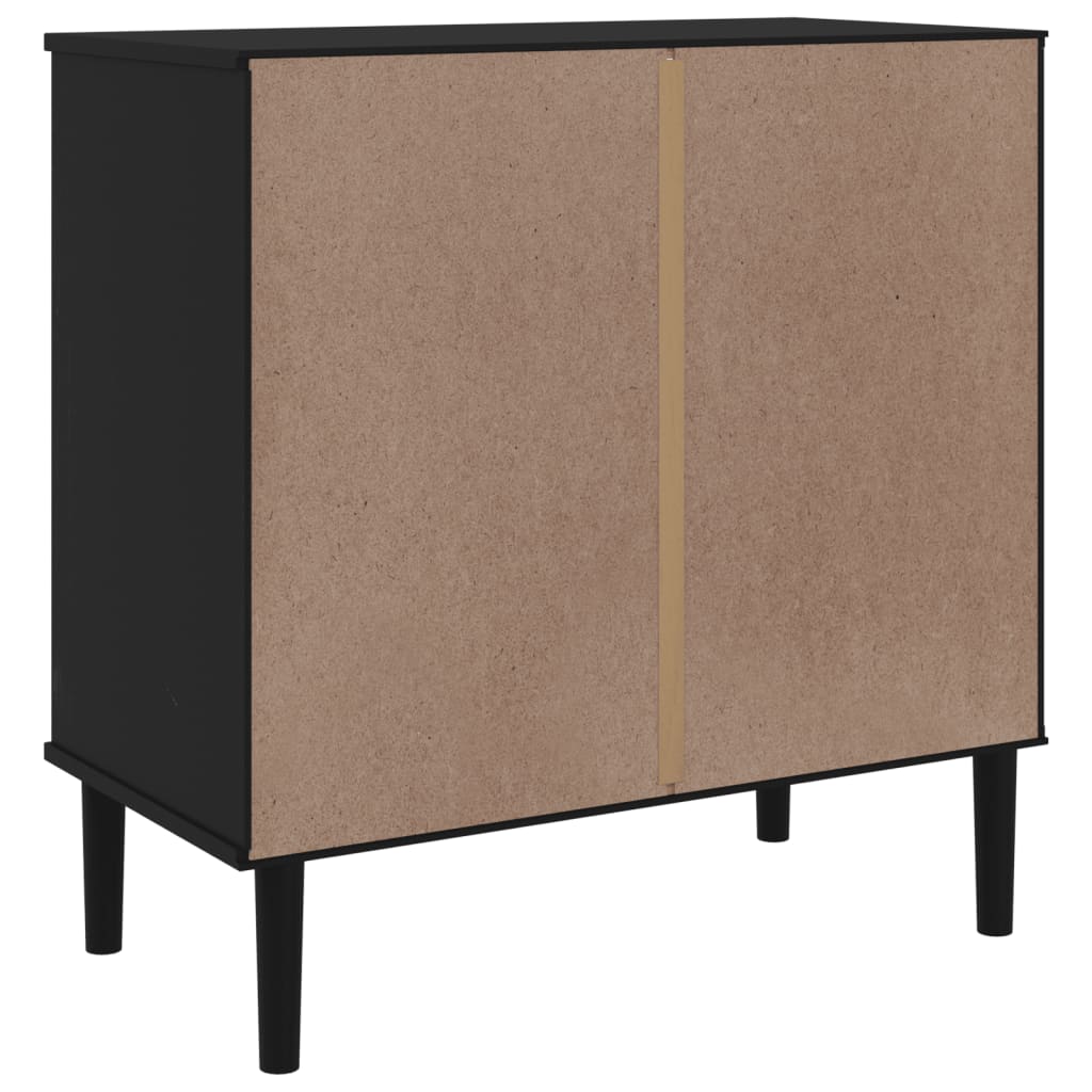 Buffet SENJA aspect rotin noir 80x40x80 cm bois massif de pin