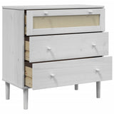 Commode SENJA aspect de rotin blanc bois de pin solide