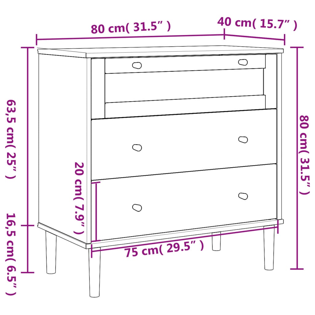 Commode SENJA aspect de rotin blanc bois de pin solide